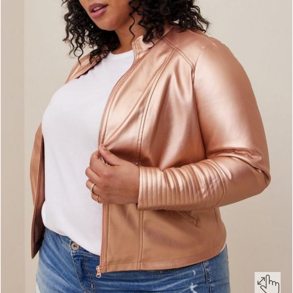 Faux leather rose gold moto Jacket torrid